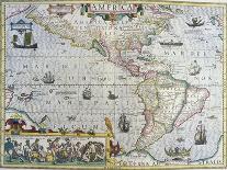 Hand Colored Engraved Map of South America, 1610-Gerardus Mercator-Giclee Print