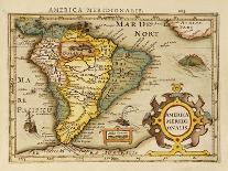 Hand Colored Engraved Map of South America, 1610-Gerardus Mercator-Stretched Canvas