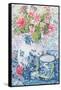 Gerberas in a Coalport Jug with Blue Pots-Joan Thewsey-Framed Stretched Canvas