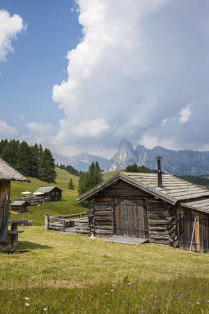 Alpine Huts at the Plateau of the Pralongia, St. Kassian, Val Badia, South Tyrol, Italy, Europe