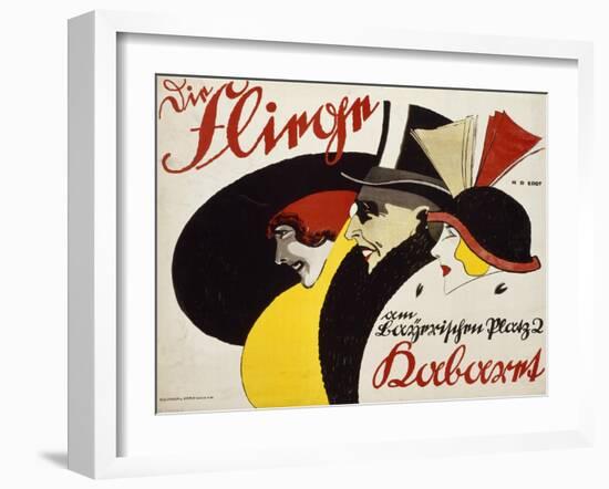 German Advertisement for the Cabaret 'Die Fliege' in Berlin, Printed by Hollerbaum and Schmidt,…-Hans Rudi Erdt-Framed Giclee Print