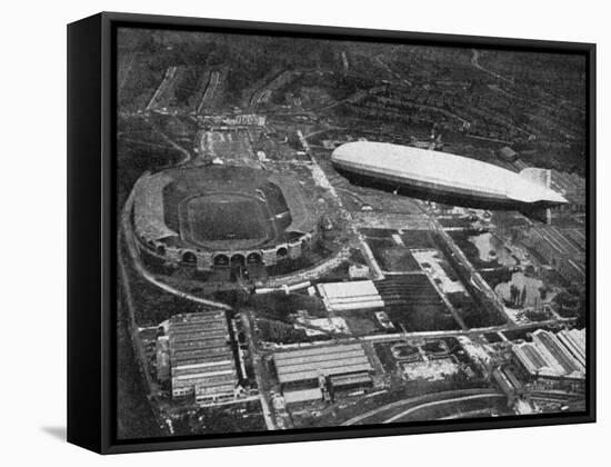 German Airship 'Graf Zeppelin' Flying over Wembley During the Fa Cup Final, London, 1930-null-Framed Stretched Canvas