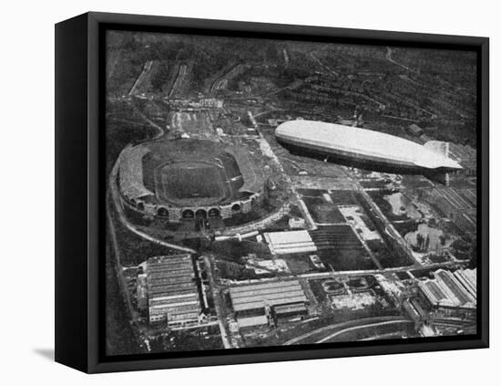 German Airship 'Graf Zeppelin' Flying over Wembley During the Fa Cup Final, London, 1930-null-Framed Stretched Canvas