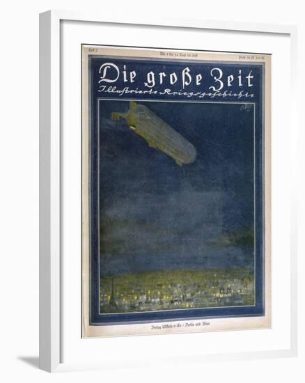 German Airship Hovers Menacingly Over Paris-Rodolf Czerny-Framed Art Print