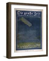 German Airship Hovers Menacingly Over Paris-Rodolf Czerny-Framed Art Print