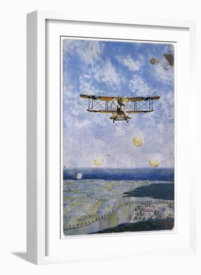 German "Albatros" Fighter is Fired on from the Enemy Lines-F. Schulz-kuhn-Framed Art Print