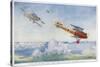 German "Albatros" is Pursued by Two British Aircraft-Roderic Hill-Stretched Canvas