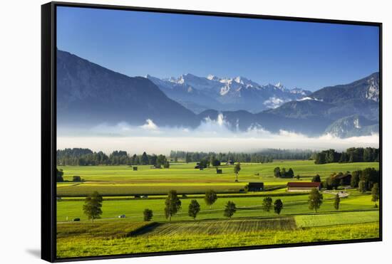 German Alpine Foothills with Karwendel Mountains Near Penzberg-Ralf Gerard-Framed Stretched Canvas