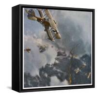 German and Allied Aeroplanes in a Dog-Fight Over the Western Front-Zeno Diemer-Framed Stretched Canvas