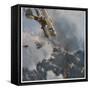 German and Allied Aeroplanes in a Dog-Fight Over the Western Front-Zeno Diemer-Framed Stretched Canvas