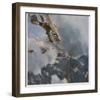 German and Allied Aeroplanes in a Dog-Fight Over the Western Front-Zeno Diemer-Framed Photographic Print