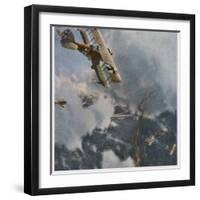 German and Allied Aeroplanes in a Dog-Fight Over the Western Front-Zeno Diemer-Framed Premium Photographic Print