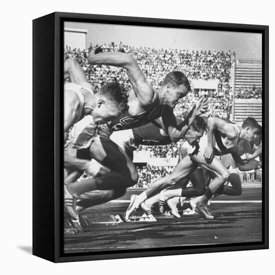 German Armin Harry During Men's 100 Meter Dash Event in Olympics-George Silk-Framed Stretched Canvas