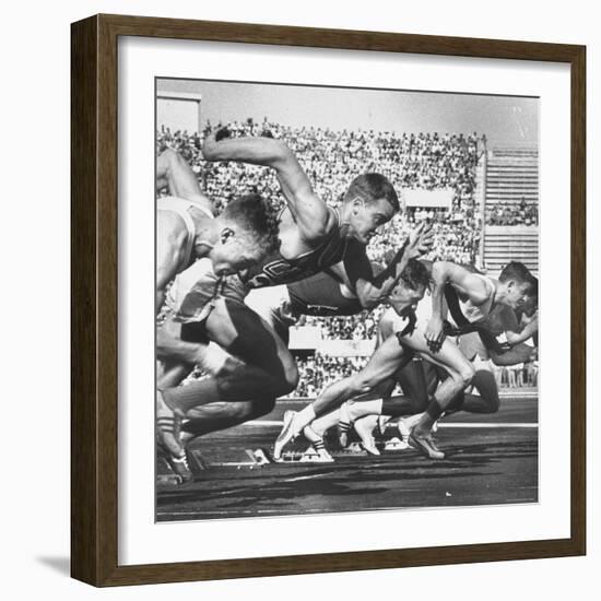 German Armin Harry During Men's 100 Meter Dash Event in Olympics-George Silk-Framed Premium Photographic Print