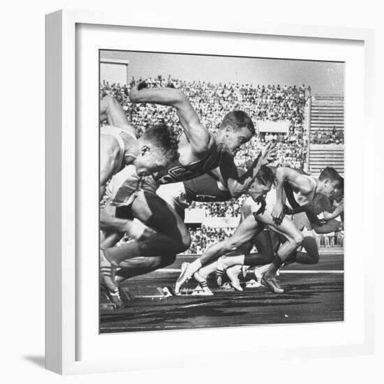 German Armin Harry During Men's 100 Meter Dash Event in Olympics-George Silk-Framed Premium Photographic Print