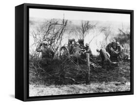 German Artillery Firing in Champagne, France During World War I-Robert Hunt-Framed Stretched Canvas