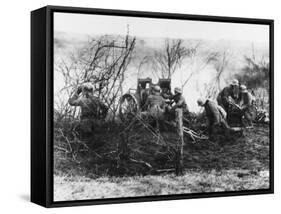 German Artillery Firing in Champagne, France During World War I-Robert Hunt-Framed Stretched Canvas