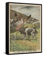 German Biplane Forced to Land in Russian Territory is Confronted by a Hostile Cow-null-Framed Stretched Canvas