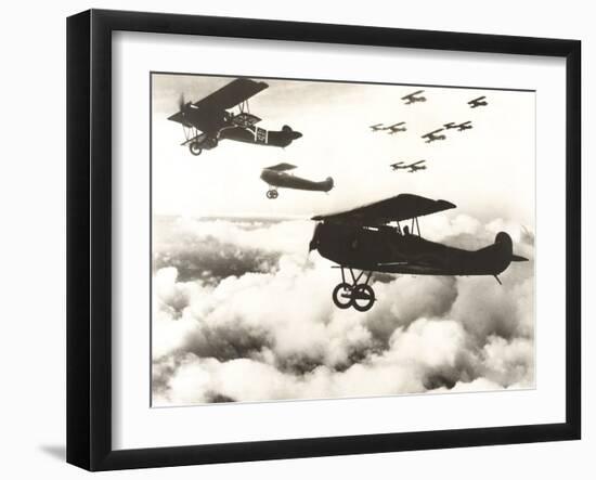 German Biplanes Flying Above the Clouds-null-Framed Photo