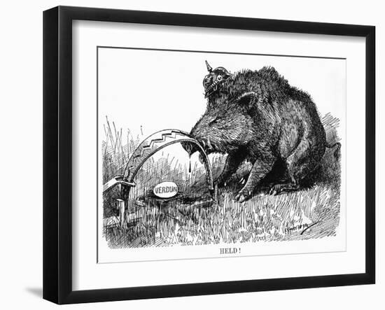 German Boar Held at Verdun - Cartoon-L. Raven Hill-Framed Art Print