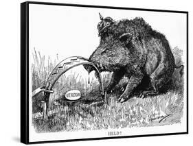 German Boar Held at Verdun - Cartoon-L. Raven Hill-Framed Stretched Canvas