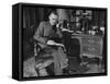 German-Born Us Writer Thomas Mann Sitting at His Desk-Carl Mydans-Framed Stretched Canvas