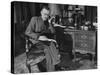 German-Born Us Writer Thomas Mann Sitting at His Desk-Carl Mydans-Stretched Canvas