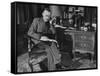 German-Born Us Writer Thomas Mann Sitting at His Desk-Carl Mydans-Framed Stretched Canvas