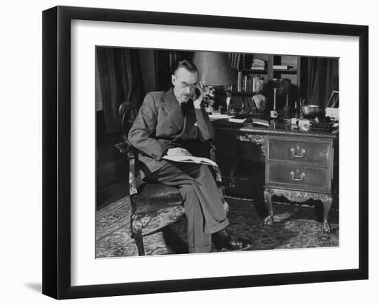 German-Born Us Writer Thomas Mann Sitting at His Desk-Carl Mydans-Framed Photographic Print