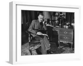 German-Born Us Writer Thomas Mann Sitting at His Desk-Carl Mydans-Framed Photographic Print