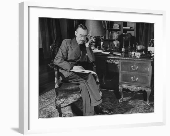 German-Born Us Writer Thomas Mann Sitting at His Desk-Carl Mydans-Framed Photographic Print