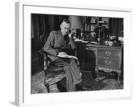German-Born Us Writer Thomas Mann Sitting at His Desk-Carl Mydans-Framed Photographic Print