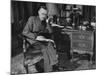 German-Born Us Writer Thomas Mann Sitting at His Desk-Carl Mydans-Mounted Photographic Print