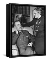 German-Born Us Writer Thomas Mann Talking with His Wife in their Home-Carl Mydans-Framed Stretched Canvas