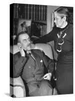 German-Born Us Writer Thomas Mann Talking with His Wife in their Home-Carl Mydans-Stretched Canvas