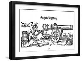 German Cannon Firing 16C-Jost Amman-Framed Art Print