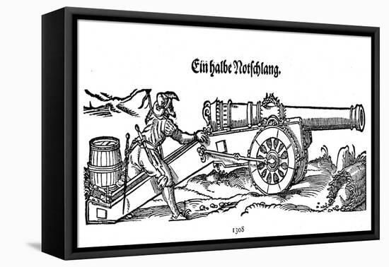 German Cannon Firing 16C-Jost Amman-Framed Stretched Canvas