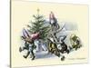 German Card Xmas, Elves Surrounding A Tree-null-Stretched Canvas