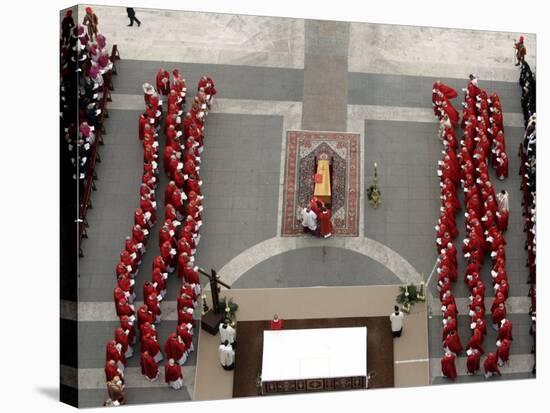German Cardinal Joseph Ratzinger Conducts a Funeral Mass-null-Stretched Canvas