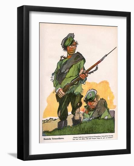 German Caricature of Russian Soldiers, WW1-W. Trier-Framed Art Print