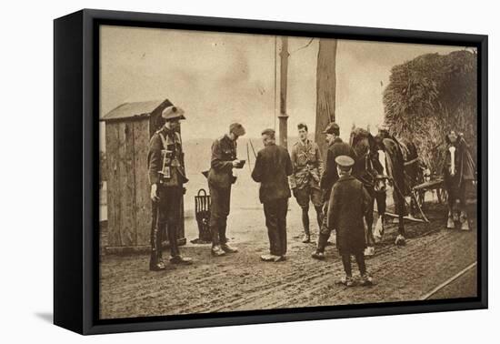 German Carters Showing their Papers before Being Permitted to Enter the British Rhine Zone-German photographer-Framed Stretched Canvas