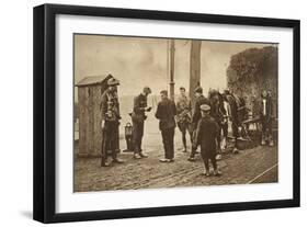 German Carters Showing their Papers before Being Permitted to Enter the British Rhine Zone-German photographer-Framed Premium Giclee Print