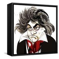 German composer Ludwig van Beethoven; caricature-Neale Osborne-Framed Stretched Canvas