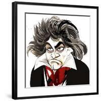 German composer Ludwig van Beethoven; caricature-Neale Osborne-Framed Giclee Print