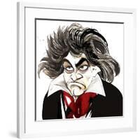 German composer Ludwig van Beethoven; caricature-Neale Osborne-Framed Giclee Print