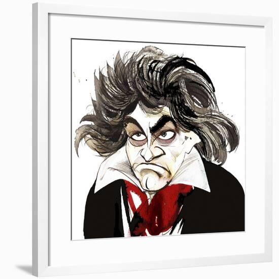 German composer Ludwig van Beethoven; caricature-Neale Osborne-Framed Giclee Print