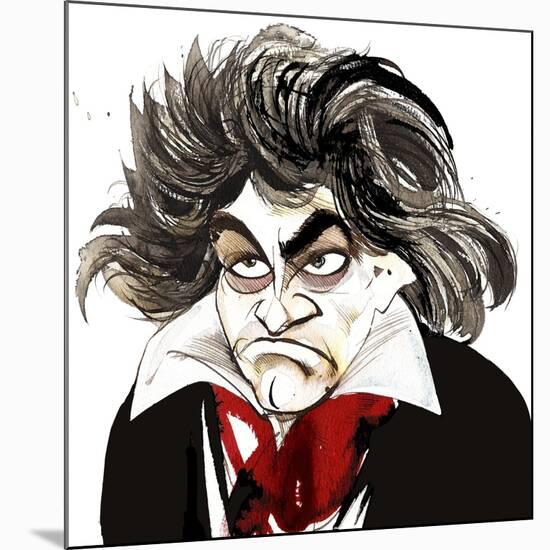 German composer Ludwig van Beethoven; caricature-Neale Osborne-Mounted Giclee Print