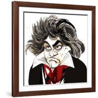 German composer Ludwig van Beethoven; caricature-Neale Osborne-Framed Giclee Print