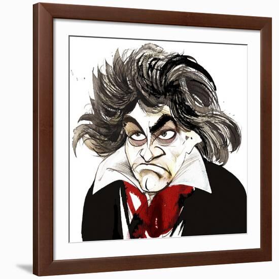 German composer Ludwig van Beethoven; caricature-Neale Osborne-Framed Giclee Print