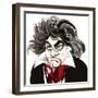 German composer Ludwig van Beethoven; caricature-Neale Osborne-Framed Giclee Print